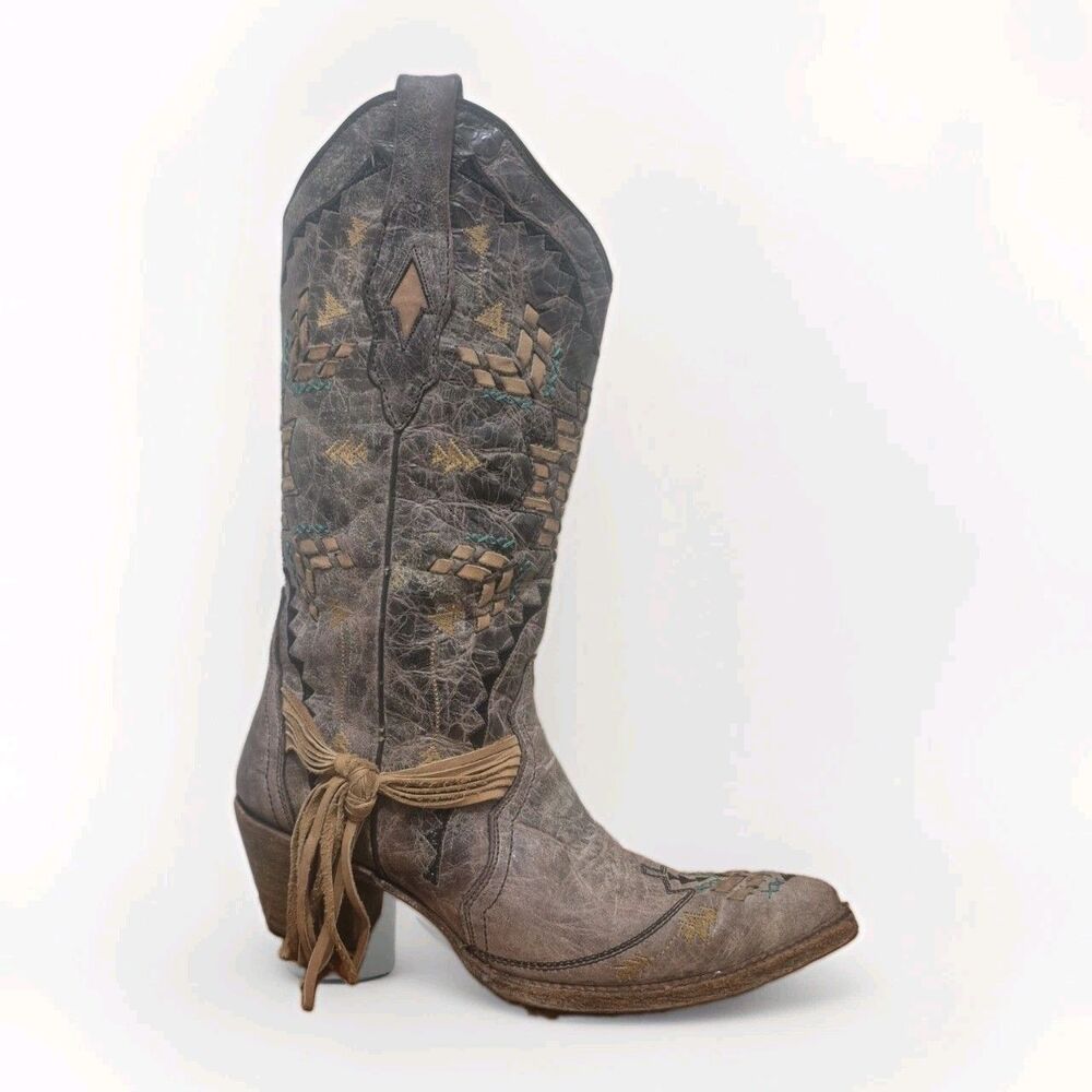 Corral Women's A2992 Cango Tobacco Laser Woven Cowgirl Boots Size 7M